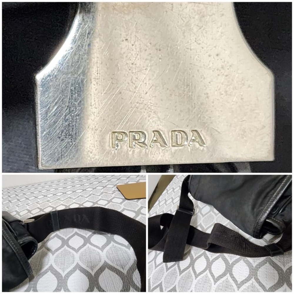 Authentic Prada Tessuto Crossbody Buckle Messenger Bag Black - Picture 9 of 15